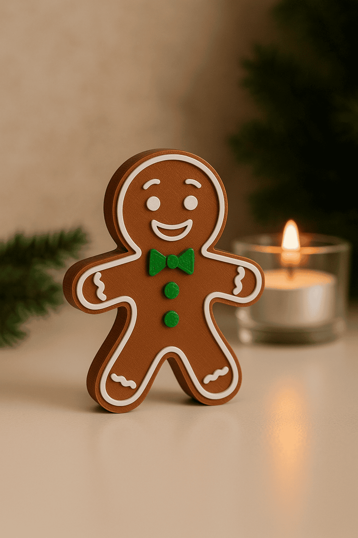 Kleine Peperkoekmannetje Deco tussen kerstlichtjes