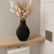 Siervaas Spiraal Chic – decoratieve droogbloemenvaas – PLA – zwart/wit/antraciet/zalmroze – spiraal ribbel design – 150 mm