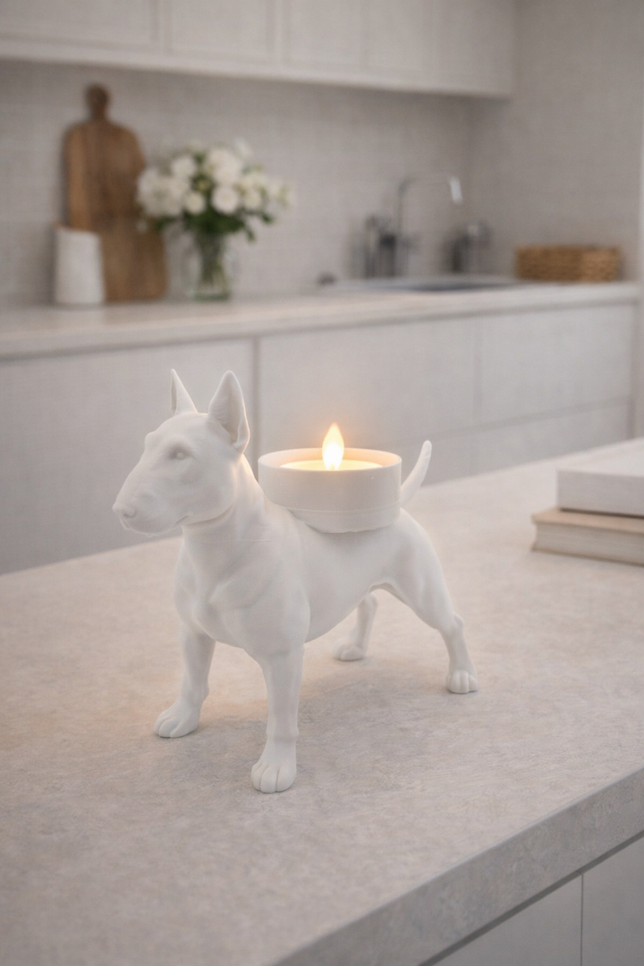 Teelichthalter für Bullterrier – Einzigartiger Kerzenhalter in Hundeform für den Innenbereich