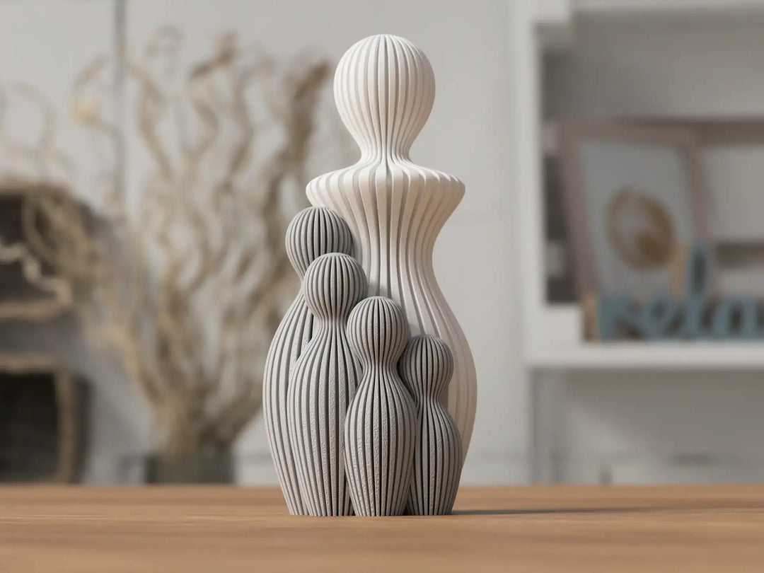 Liefdevol ouder beeld – 1 t/m 4 kinderen | Decoratief familiebeeld in zwart, wit, roze, blauw, grijs & bruin