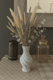 ⭐ Siervaas Twist – Gedraaid Design | PLA Siervaas in Grijs | Moderne Decoratieve Vaas