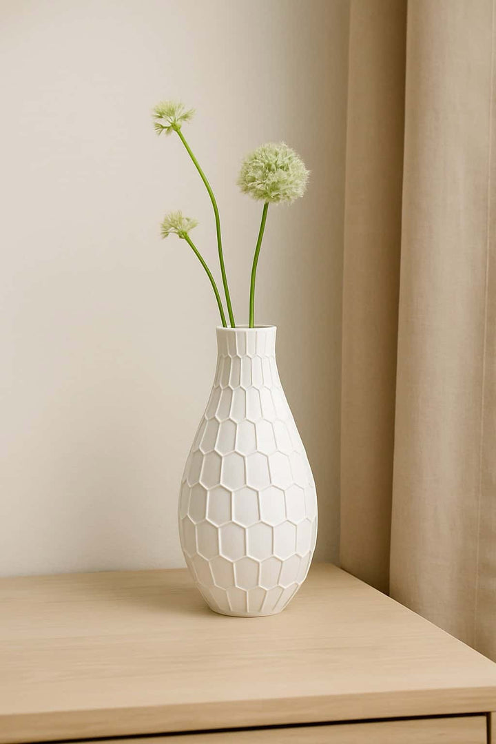 Siervaas – GeoLijn – PLA – zwart/wit/antraciet/zalmroze – 178×94 mm – geometrisch reliëf design