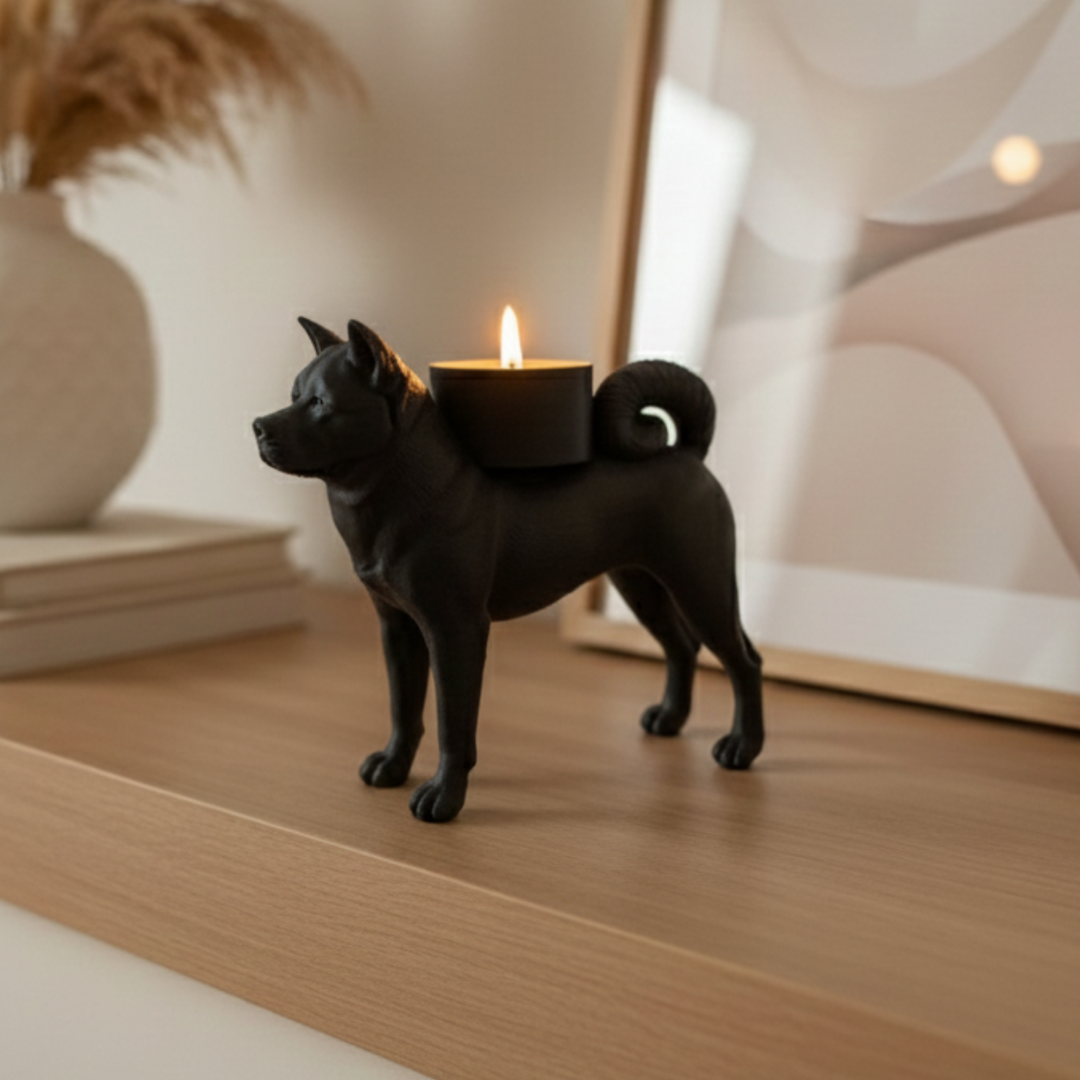 Akita Inu Waxinelichthouder – Unieke Honden Kandelaar – Decoratief & Modern – Geschikt voor Theelicht