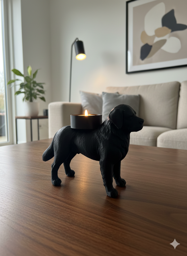 Waxinelichthouder Berner Sennen – Zwart, Wit of Bruin – 3D-Geprint Hond Beeldje