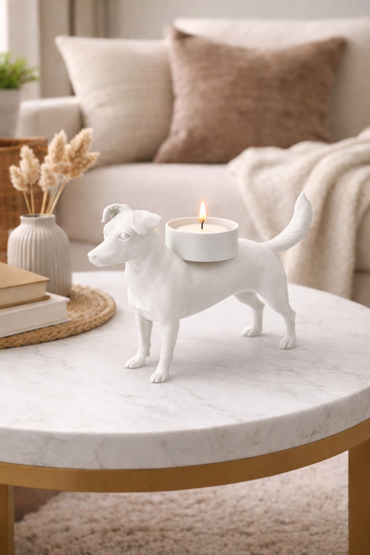 Boerenfox waxinelichthouder – trouwe hondenfiguur met sfeervol LED-licht | 3D geprint