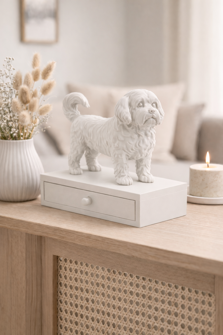Boomer-Hundestatue mit Schublade – Dekoratives Aufbewahrungstablett | Hunoba Creative