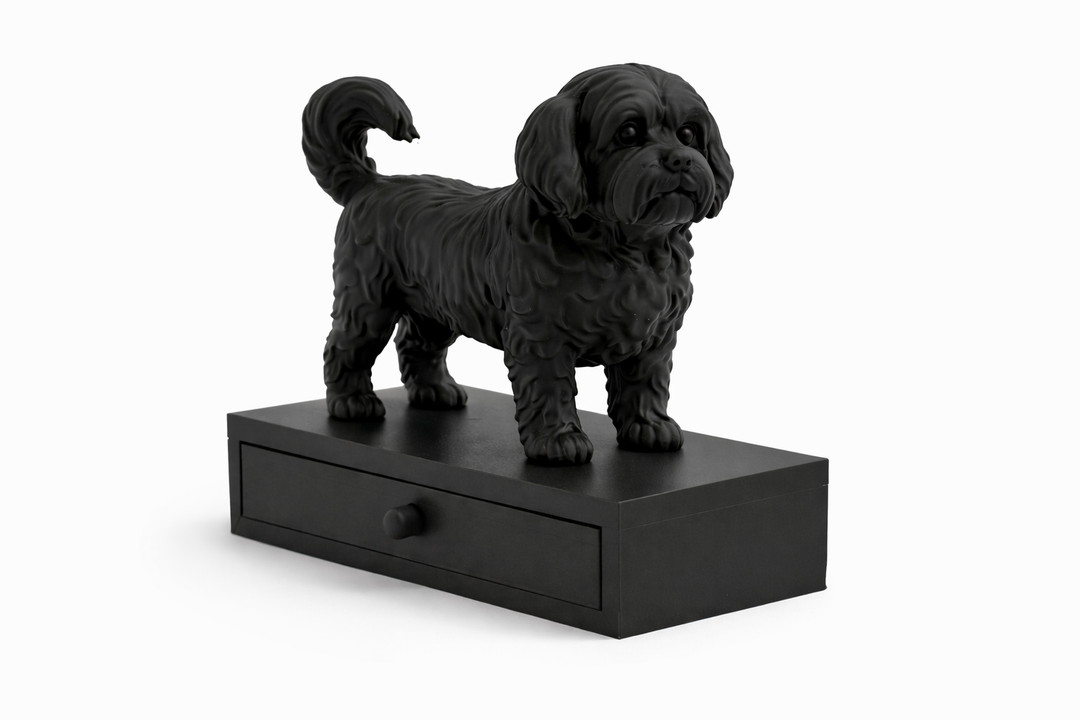 Boomer-Hundestatue mit Schublade – Dekoratives Aufbewahrungstablett | Hunoba Creative