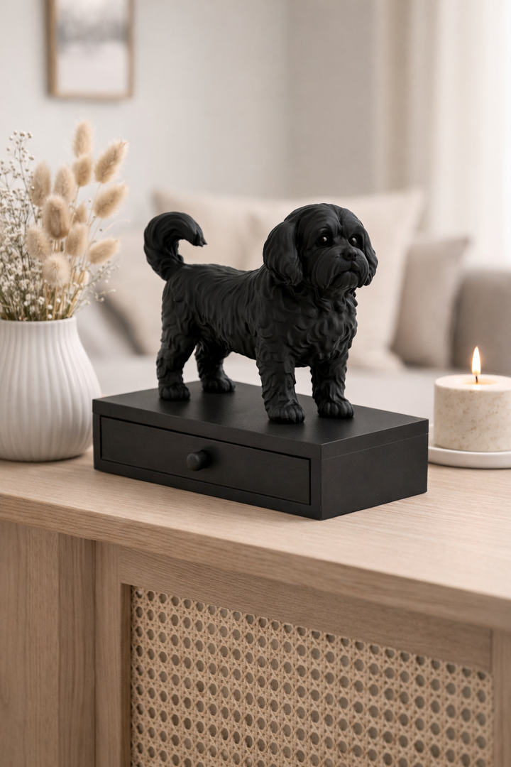 Boomer-Hundestatue mit Schublade – Dekoratives Aufbewahrungstablett | Hunoba Creative