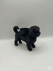 Boomer Waxinelichthouder – Hond Beeldje in Zwart, Wit & Bruin | 3D-Geprint door Hunoba Creative
