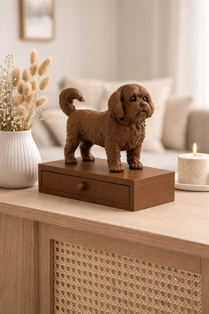 Boomer-Hundestatue mit Schublade – Dekoratives Aufbewahrungstablett | Hunoba Creative