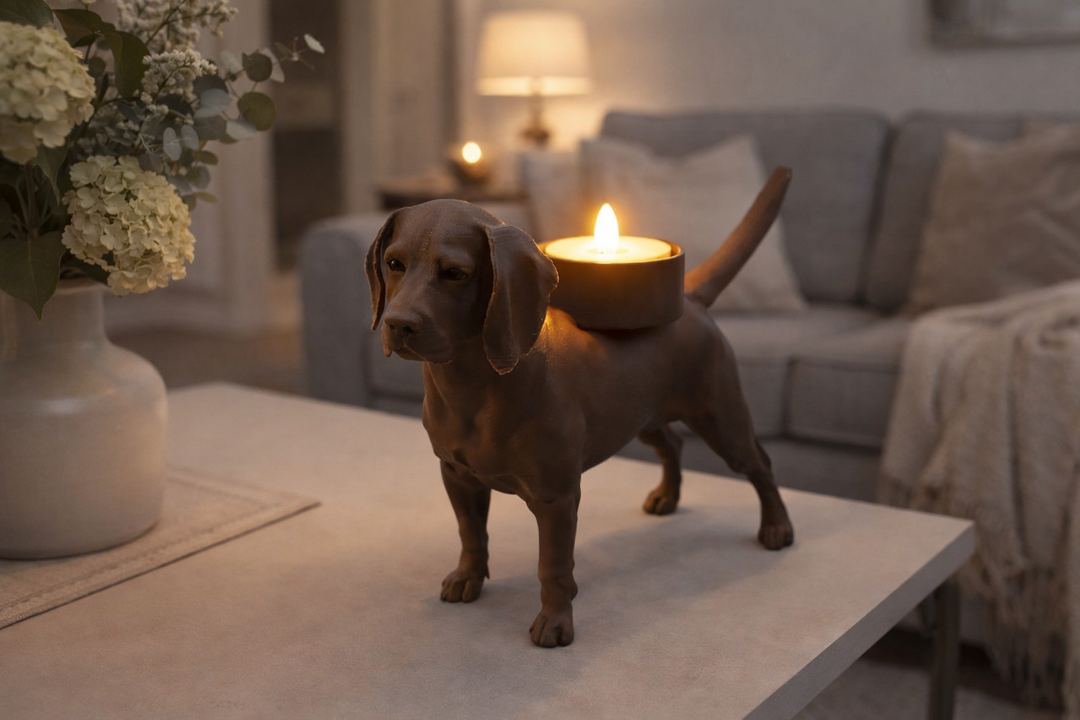 Beagle-Teelichthalter mit LED – Einzigartiger Hunde-Teelichthalter für den Innenbereich