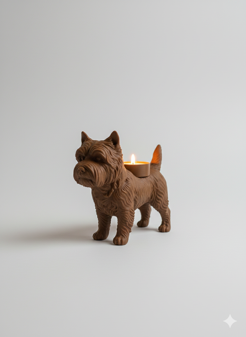 Teelichthalter mit Cairn-Terrier-Motiv – liebevolle Hundefigur mit warmem Licht | 3D-gedruckt