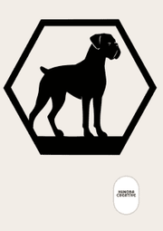 Wanddecoratie Boxer – Honden Silhouet in Hexagon Frame – PLA – Zwart | Antraciet | Grijs | Wit – 175×151 mm