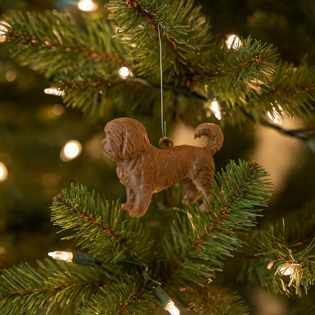 Boomer Hond Kerstboomhanger – 3D Geprint Ornament – Zwart, Wit, Brons of Bruin