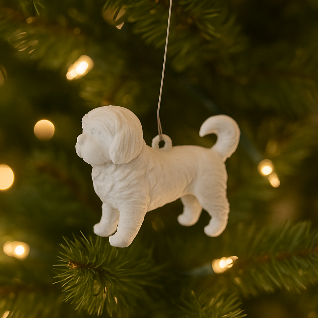 Boomer Hond Kerstboomhanger – 3D Geprint Ornament – Zwart, Wit, Brons of Bruin