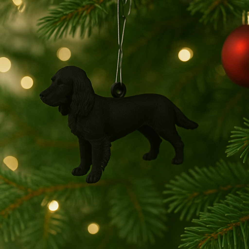 Engelse Cocker Spaniel Kerstboomhanger – 3D-Geprint Ornament – Zwart | Wit | Brons | Bruin