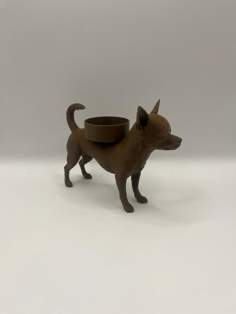 Chihuahua waxinelichthouder – 3D-geprint hondje in Zwart, Bruin of Wit – sfeervolle honden decoratie