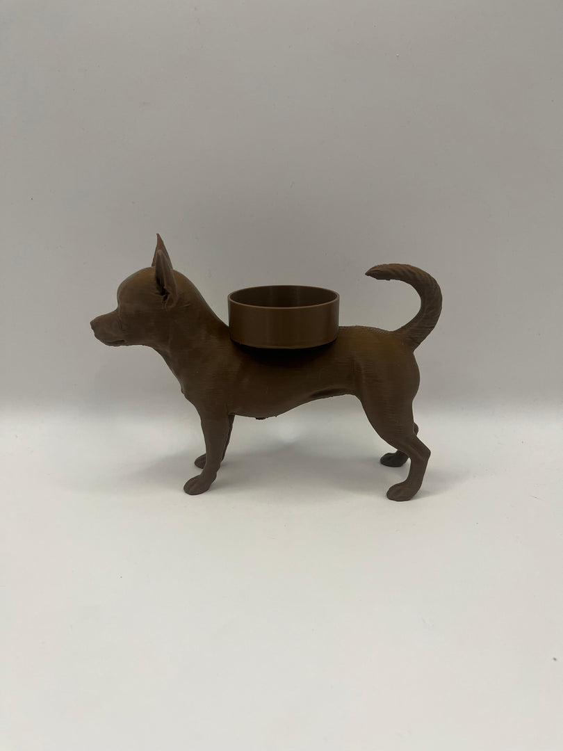 Chihuahua waxinelichthouder – 3D-geprint hondje in Zwart, Bruin of Wit – sfeervolle honden decoratie