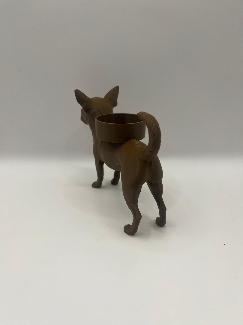 Chihuahua waxinelichthouder – 3D-geprint hondje in Zwart, Bruin of Wit – sfeervolle honden decoratie