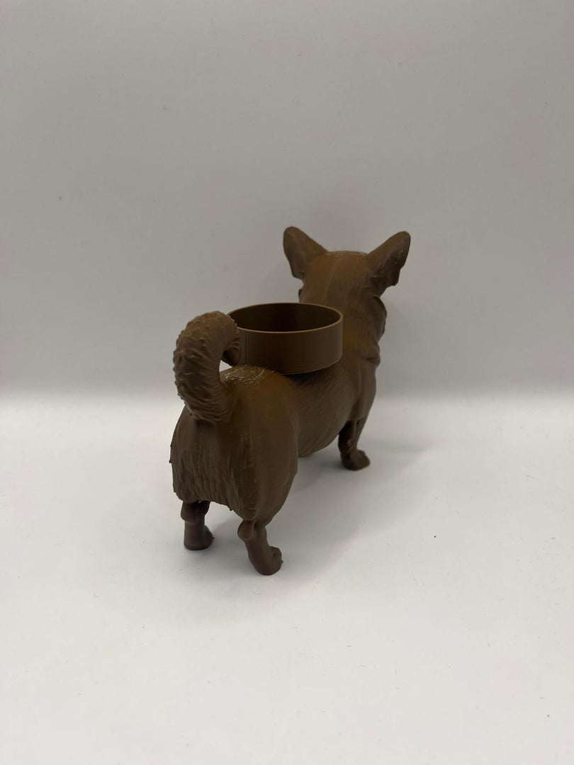 Waxinelichthouder Welsh Corgi – 3D-Geprint Hond Beeldje – Zwart | Wit | Bruin