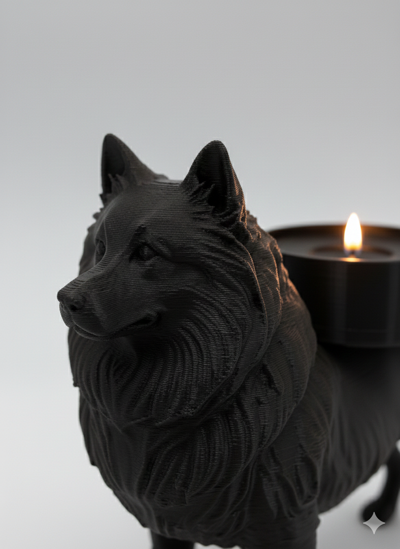 Waxinelichthouder Keeshond | Bruin | Hunoba Creative