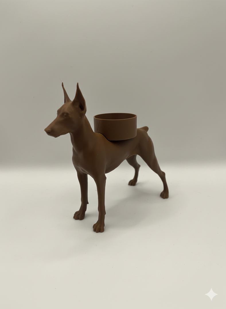 Dobermann Waxinelichthouder met Rechtop Staande Oren & Korte Staart – Uniek 3D-Geprint Design