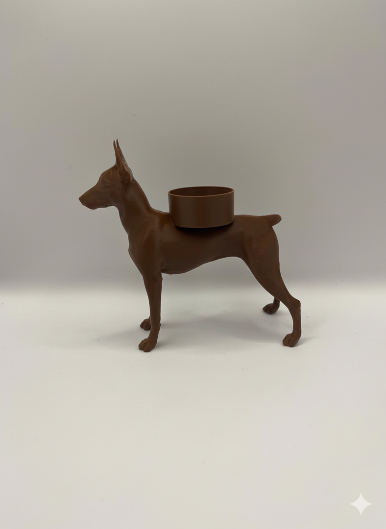 Dobermann Waxinelichthouder met Rechtop Staande Oren & Korte Staart – Uniek 3D-Geprint Design
