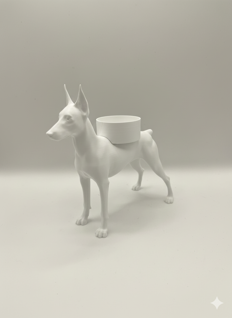 Dobermann Waxinelichthouder met Rechtop Staande Oren & Korte Staart – Uniek 3D-Geprint Design