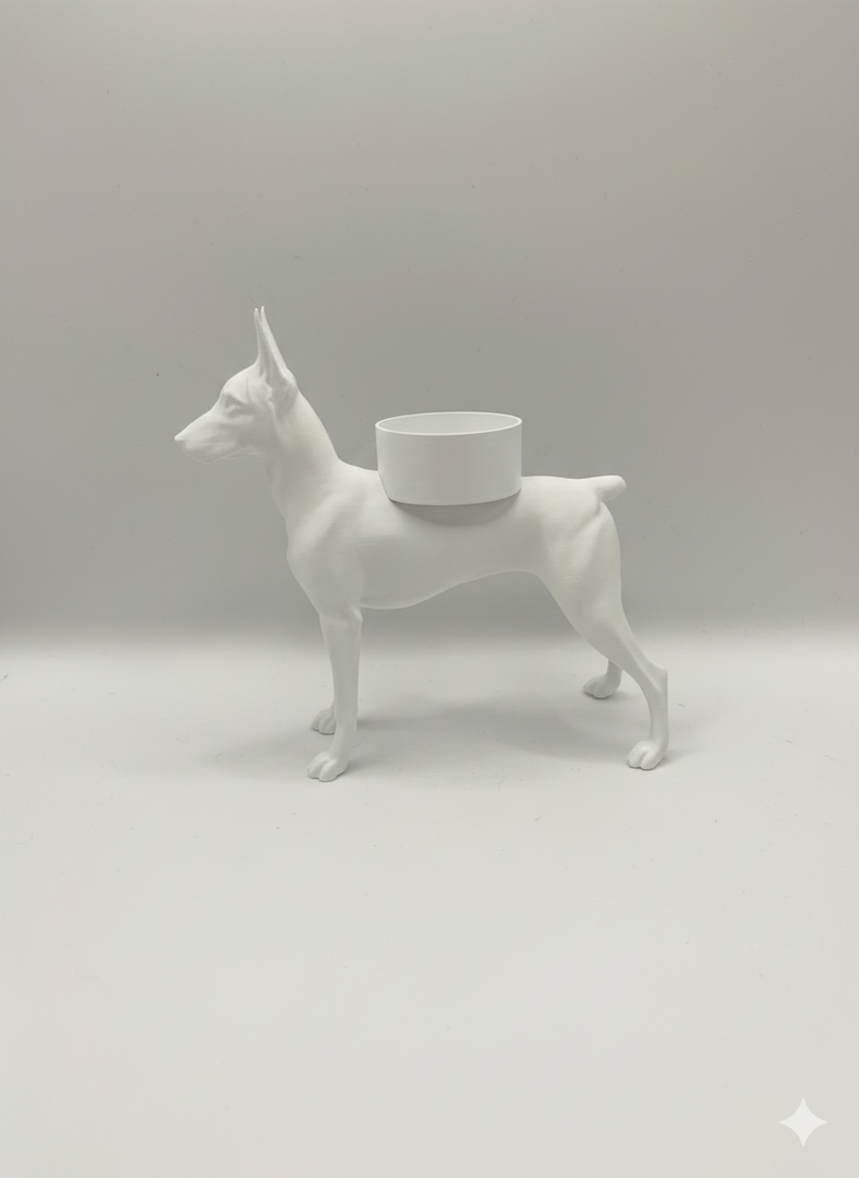 Dobermann Waxinelichthouder met Rechtop Staande Oren & Korte Staart – Uniek 3D-Geprint Design
