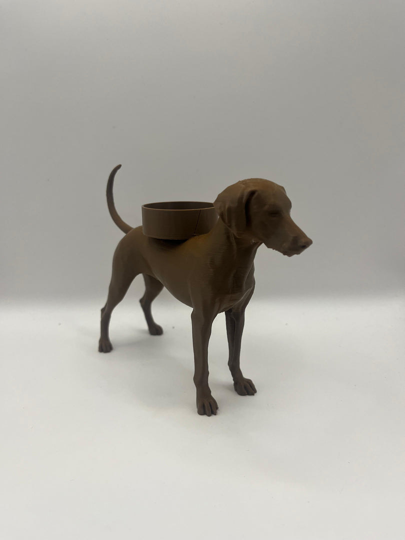 Dobermann waxinelichthouder – normale oren & lange staart – 3D-geprint in Zwart, Bruin of Wit