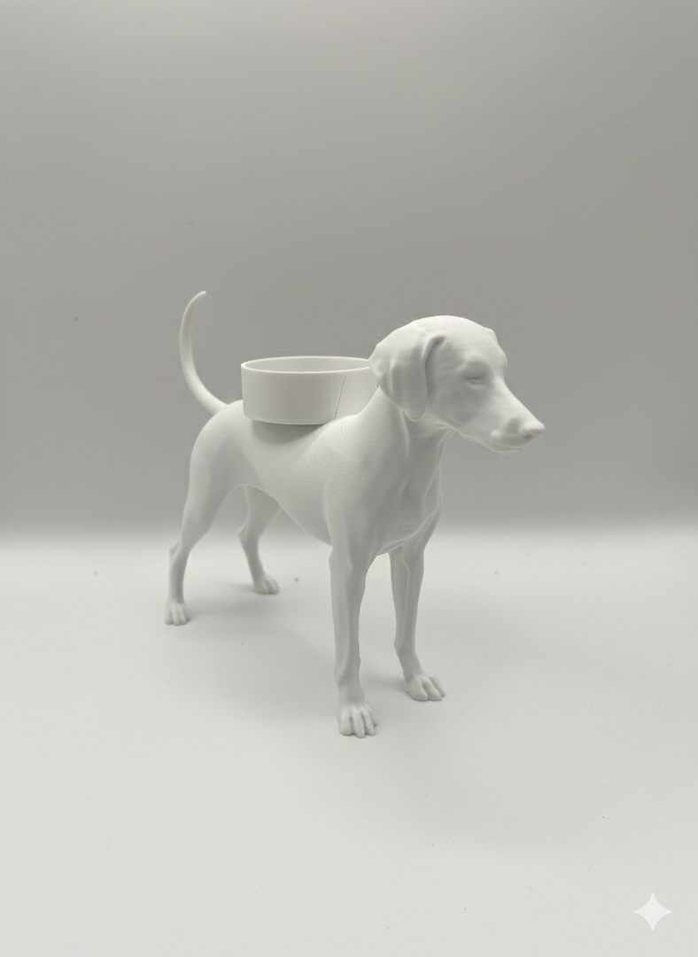 Dobermann waxinelichthouder – normale oren & lange staart – 3D-geprint in Zwart, Bruin of Wit