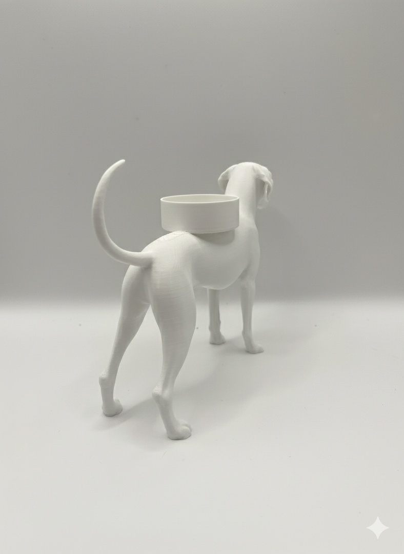 Dobermann waxinelichthouder – normale oren & lange staart – 3D-geprint in Zwart, Bruin of Wit