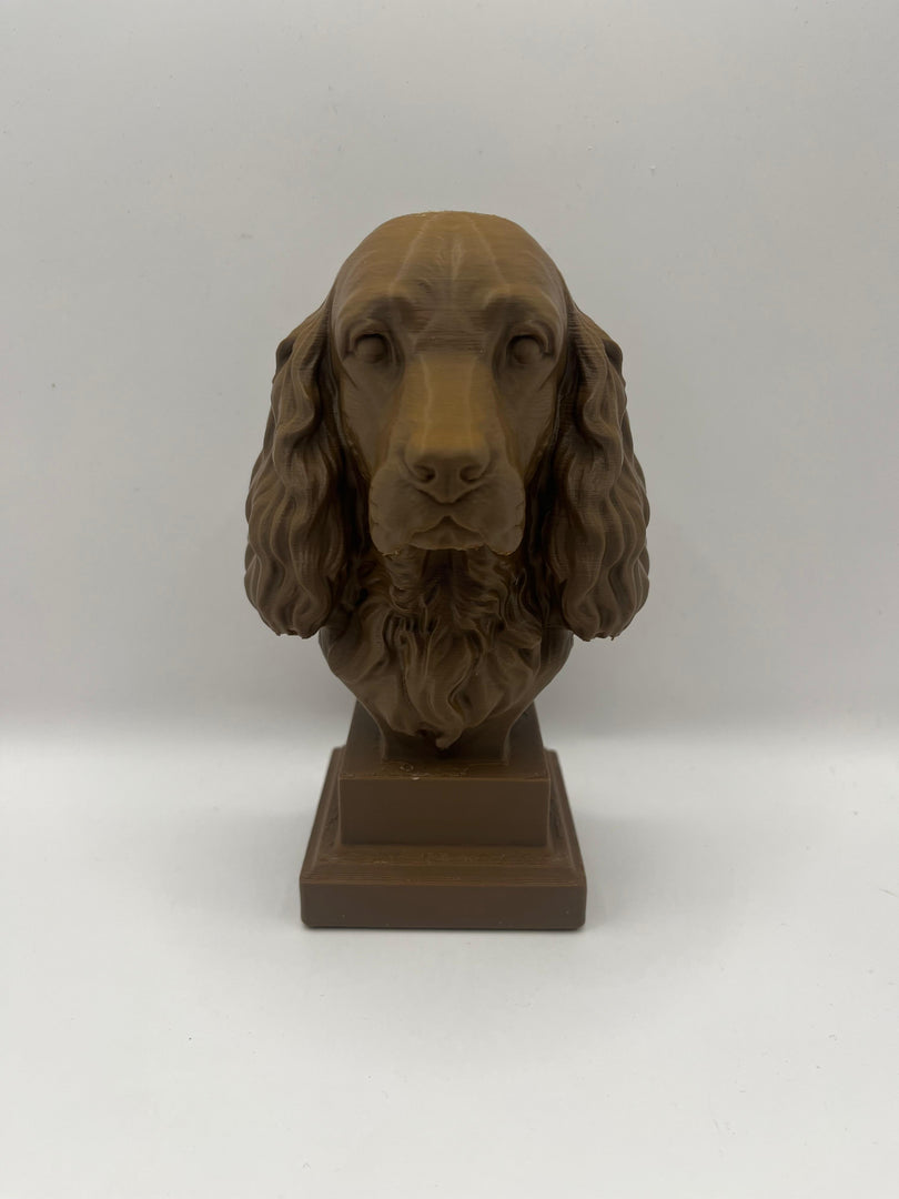 Engelse Cocker Spaniel Hondenbeeld op Sokkel – 3D Geprint – 15 cm – Wit / Zwart / Bruin