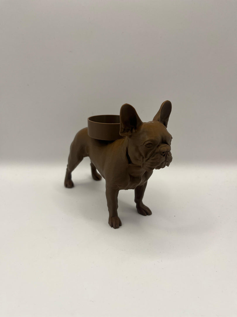 Waxinelichthouder Franse Bulldog – 3D-Geprint Hond Beeldje – Zwart | Wit | Bruin