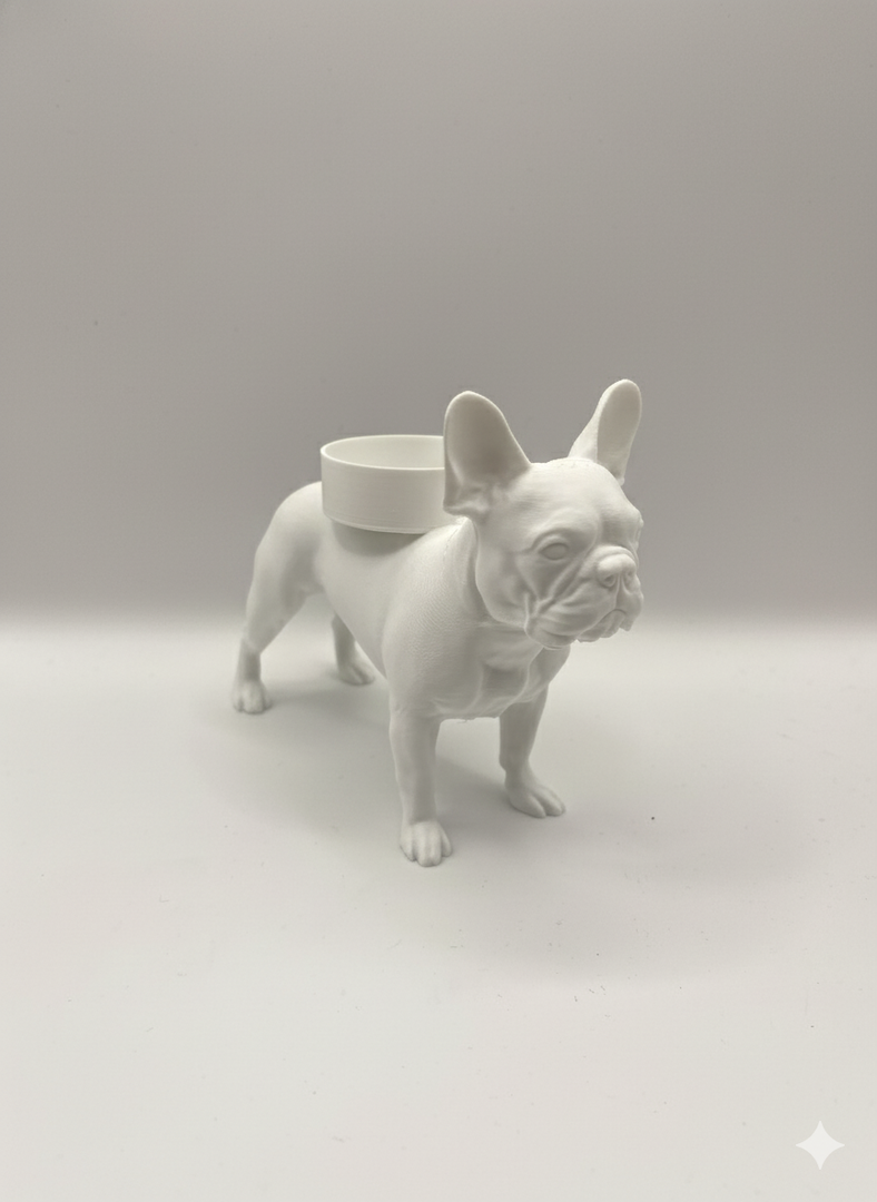 Waxinelichthouder Franse Bulldog – 3D-Geprint Hond Beeldje – Zwart | Wit | Bruin