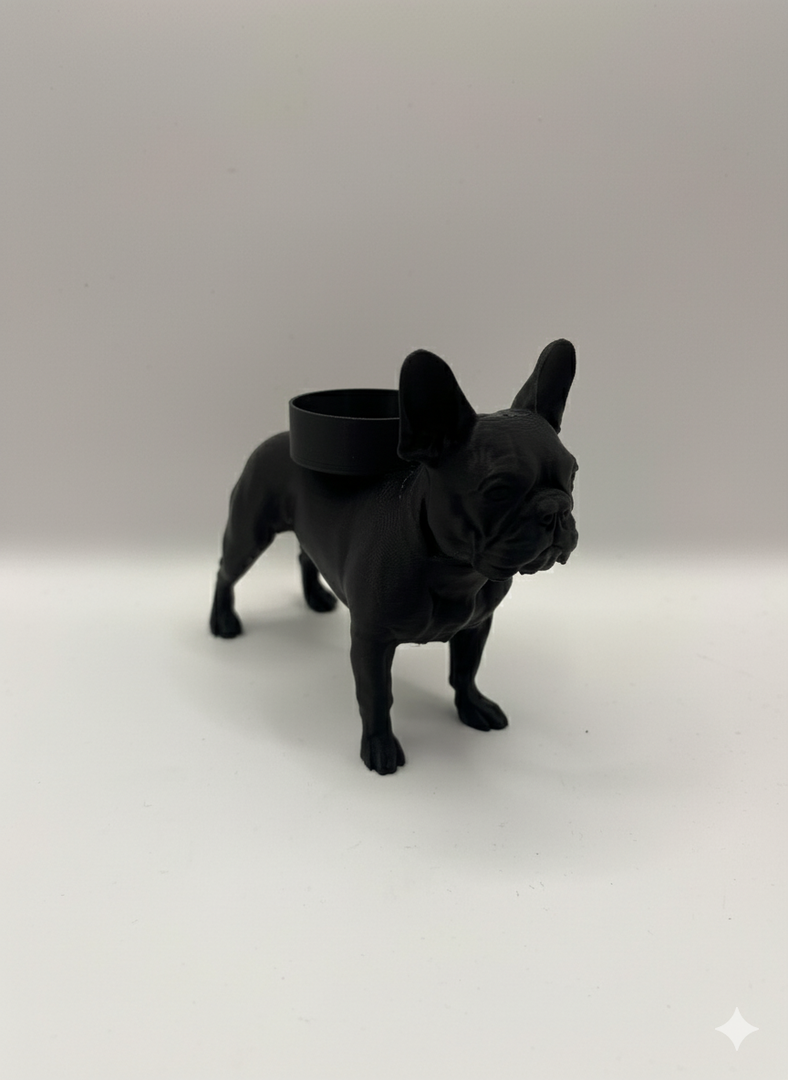 Waxinelichthouder Franse Bulldog – 3D-Geprint Hond Beeldje – Zwart | Wit | Bruin