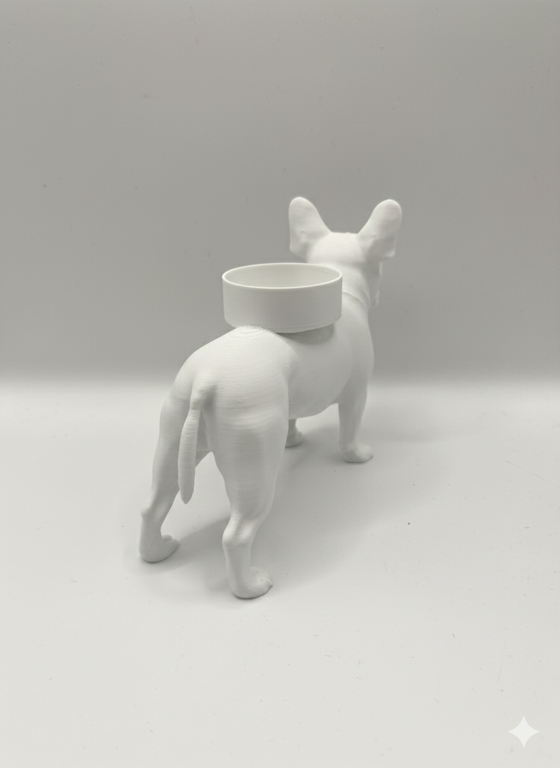 Waxinelichthouder Franse Bulldog – 3D-Geprint Hond Beeldje – Zwart | Wit | Bruin