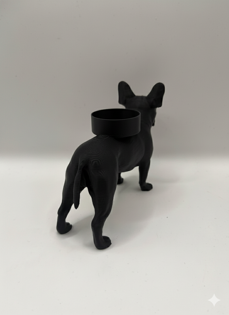 Waxinelichthouder Franse Bulldog – 3D-Geprint Hond Beeldje – Zwart | Wit | Bruin