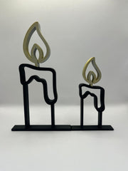 Set decoratieve staande kaarsen in zwart met goud-zilveren vlam – minimalistisch ontwerp