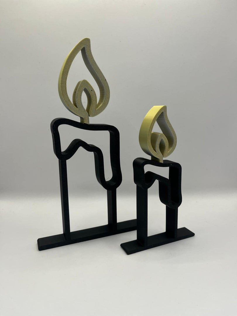 Combi-set minimalistische kaarsen in zwart met goud-zilveren vlam, moderne winterdecoratie