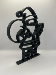 Schuin vooraanzicht van de zwarte Xmas Deco – Santa kerstdecoratie