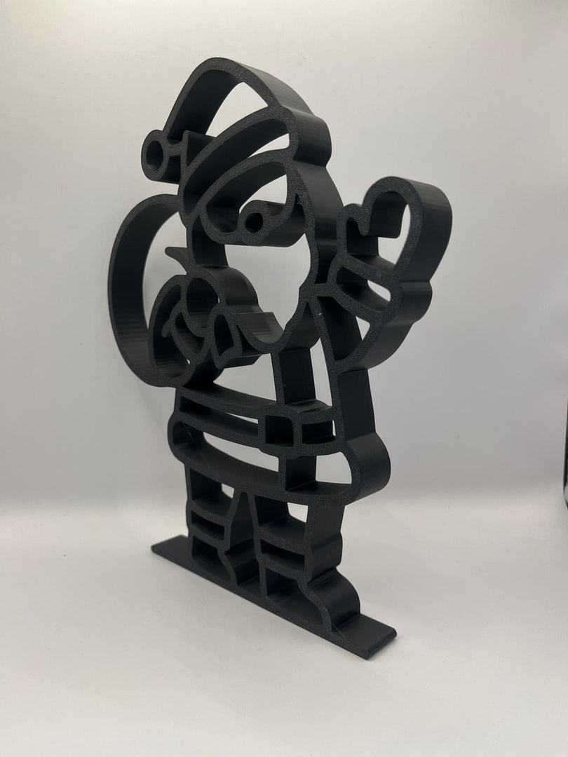 Zijaanzicht van de zwarte Xmas Deco – Santa decoratie