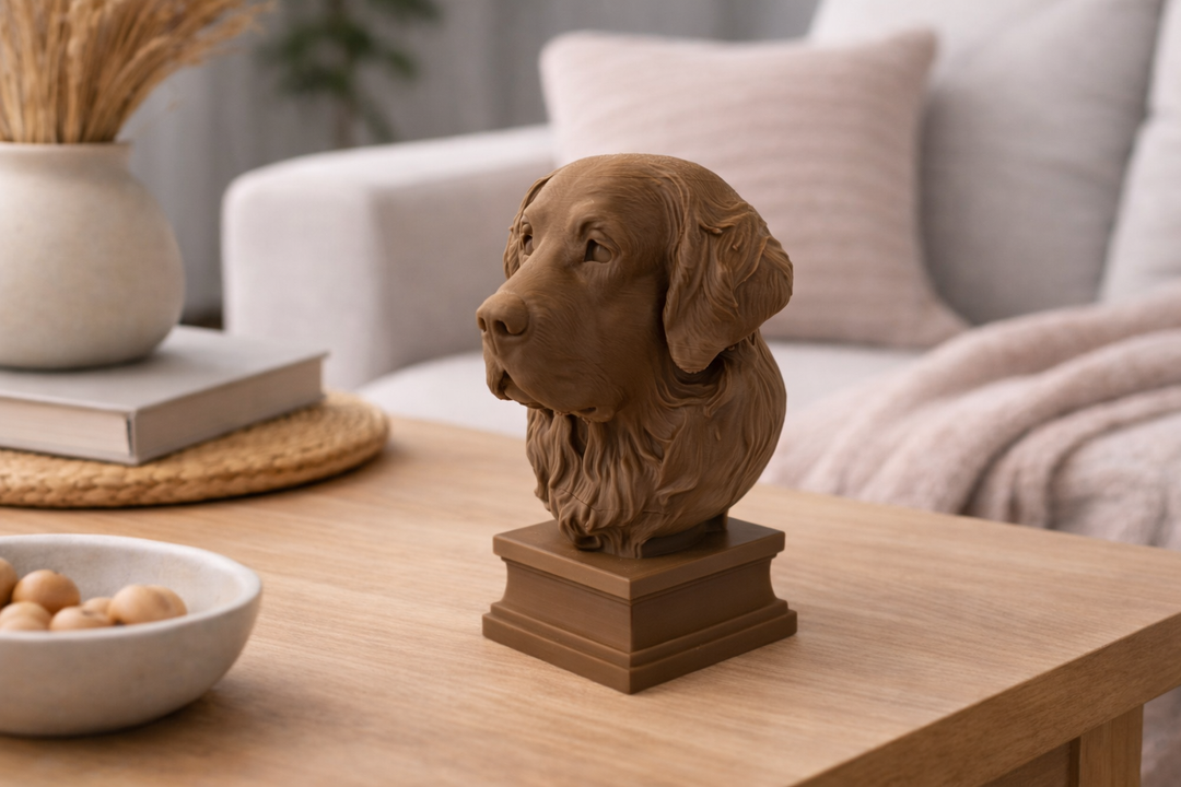 Golden Retriever Sokkel – Decoratief Hondenbeeld | Hunoba Creative