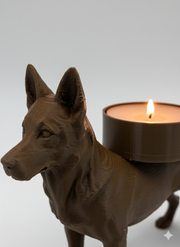 Duitse herder waxinelichthouder – krachtige hondenfiguur met sfeervol LED-licht | 3D geprint
