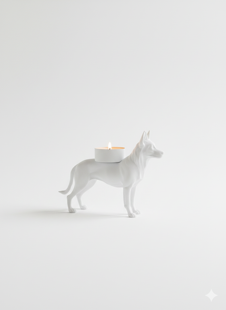 Duitse herder waxinelichthouder – krachtige hondenfiguur met sfeervol LED-licht | 3D geprint