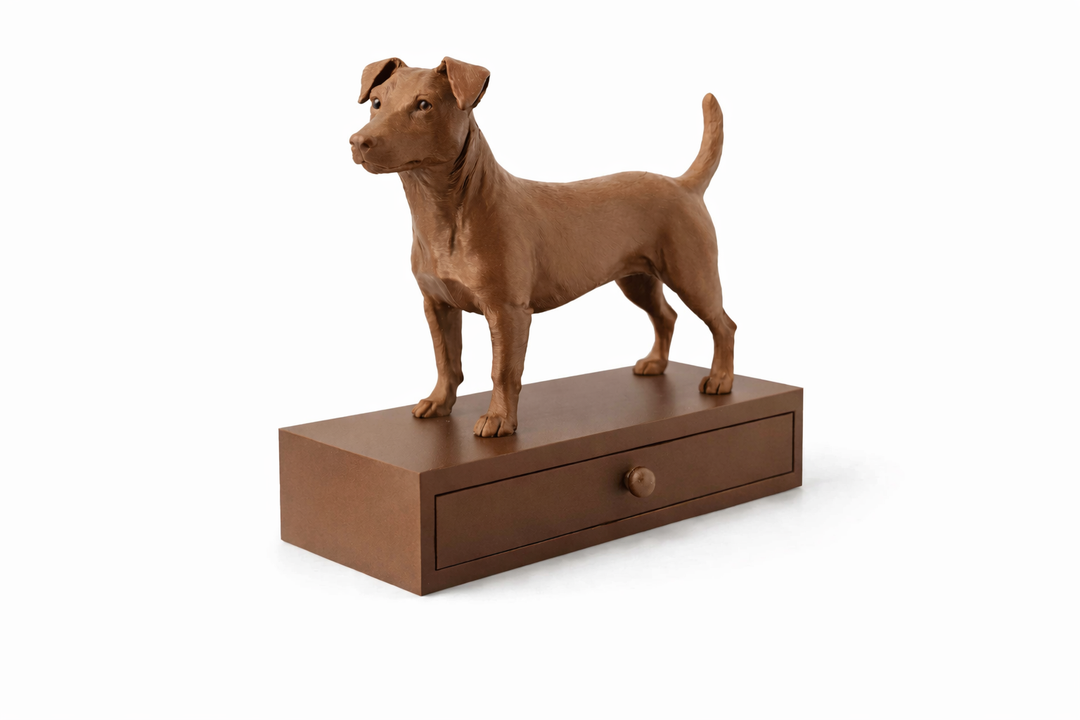 Jack Russel Hondenbeeld met Lade – Decoratief Opbergbakje | Hunoba Creative