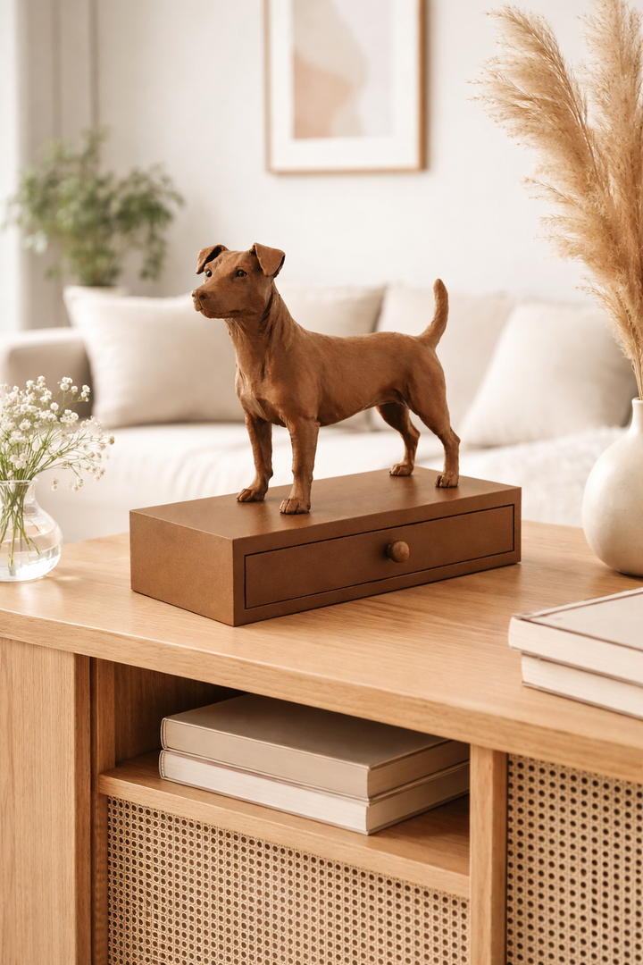 Jack Russel Hondenbeeld met Lade – Decoratief Opbergbakje | Hunoba Creative