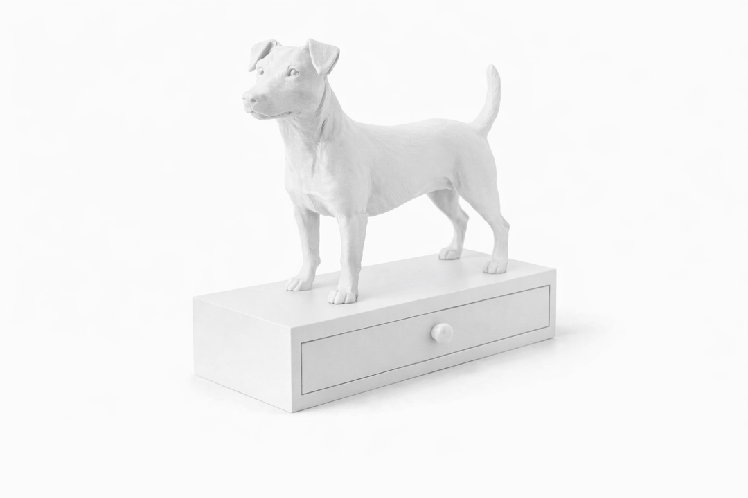 Jack Russel Hondenbeeld met Lade – Decoratief Opbergbakje | Hunoba Creative