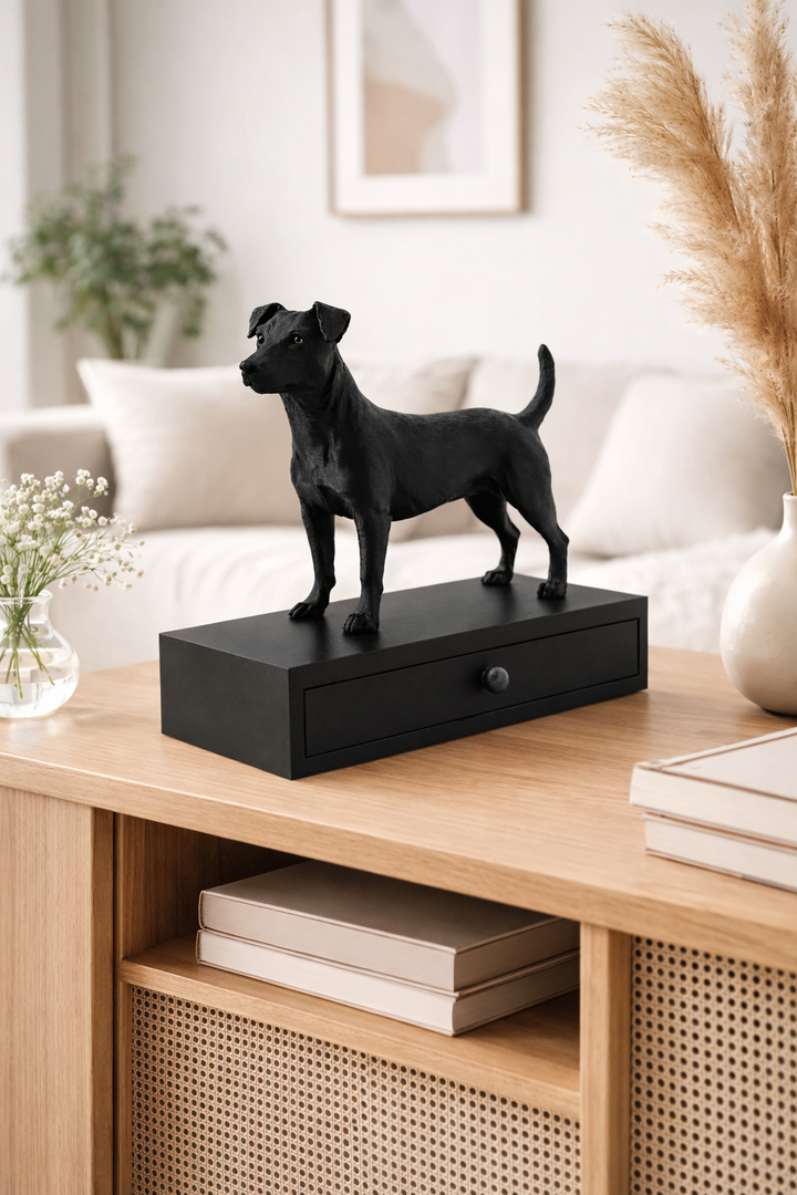 Jack Russel Hondenbeeld met Lade – Decoratief Opbergbakje | Hunoba Creative