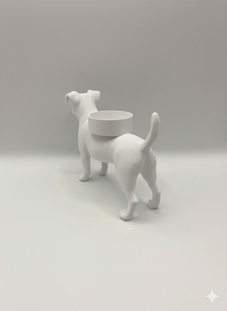 Jack Russell waxinelichthouder – 3D-geprint hondje in Zwart, Bruin of Wit – sfeervolle honden decoratie